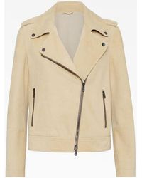 Brunello Cucinelli - Suede Biker Jacket - Lyst