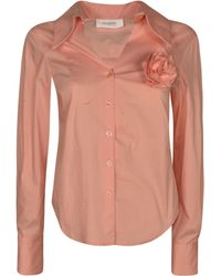 Blugirl Blumarine - Rose Applique Round Hem Shirt - Lyst