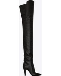Saint Laurent Aylah Vinyl Over-the-knee Boots in Black | Lyst