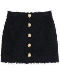 Balmain - Mini Skirt In Monochrome Tweed - Lyst