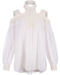 Ermanno Scervino - Blouse With Flower Lace And Cut-Out - Lyst