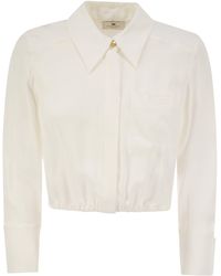 Elisabetta Franchi - Georgette Cropped Shirt With Elastic Band - Lyst