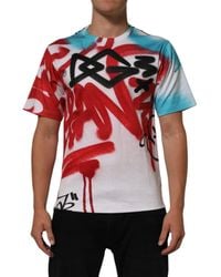 Dolce & Gabbana - White Graffiti Crew Neck Short Sleeves T - Lyst