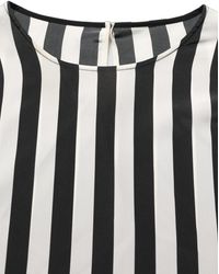Dolce & Gabbana - Black White Stripes Round Neck Blouse Top - Lyst