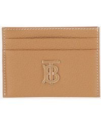 Burberry - Grained Leather Card Holder With Logo - Lyst