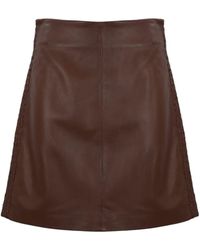Weekend by Maxmara - Ocra Nappa Leather Skirt - Lyst