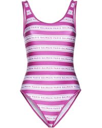 Balmain Logo-tape Swimsuit - Pink