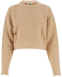 Fendi - Beige Wool Blend Reversible Sweater - Lyst