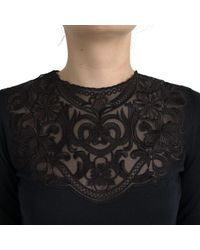 Dolce & Gabbana - Silk Lace Trim Long Sleeves Blouse Top - Lyst