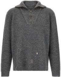 Maison Margiela - Ribbed Wool-Linen With Mending Details Sweater - Lyst