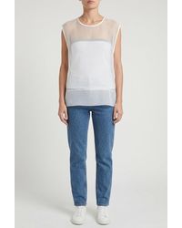 Brunello Cucinelli - Off Silk Sleeveless Shirt - Lyst