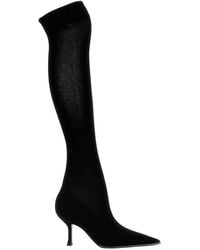 Rene Caovilla - High-Leg Knitted Boots With Rhinestone Detailing - Lyst
