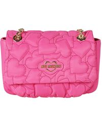 Love Moschino - Heart Embroidered Flap Chain Shoulder Bag - Lyst