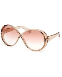 Tom Ford - Sunglasses Geometric Full Rim, Shiny Light Frame And Bordeaux Gradient Lens Ft111645T - Lyst