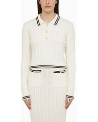 Alessandra Rich - Cable-Knit Polo Shirt - Lyst