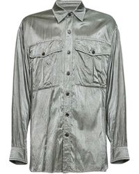 Dries Van Noten - Mint Viscose And Cotton Shirt With Chest Pockets - Lyst