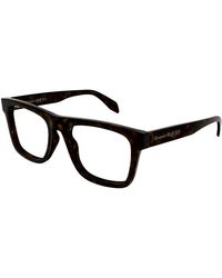 McQueen - Eyeglasses Square Full Rim, Havana Frame And Clear Demo Lens Am0357O002 Default Title - Lyst