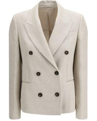 Brunello Cucinelli - Beige Linen Blazer - Lyst
