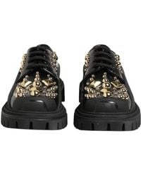 Dolce & Gabbana - Leather Jeweled Crystals Derby Shoes 100Lf - Lyst