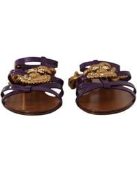 Dolce & Gabbana - Leather Devotion Flats Sandals Shoes - Lyst