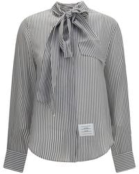 Thom Browne - Gray Silk Pattern Shirt - Lyst