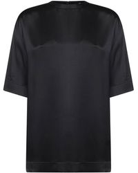 TOTEME - Viscose Satin Crewneck T-Shirt - Lyst