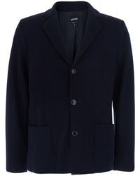 Giorgio Armani - Wool Knit V-Neck Jacket Virgin Blazers - Lyst