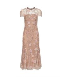 Self-Portrait - Self Portrait Sequin Flower-Embroidered Tulle Midi Dress - Lyst