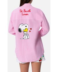 Mc2 Saint Barth - Striped Print Cotton Over Shirt Brigitte Snoopy Peanuts Special Edition - Lyst