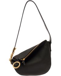 Burberry Ardwell Medium Black Logo Branded Pebble Leather Shoulder Tote Handbag