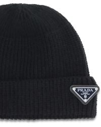 Prada - Beanie Hat With Logo - Lyst