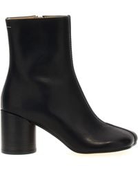 MM6 by Maison Martin Margiela - Stitch-Out Leather Ankle Boots - Lyst