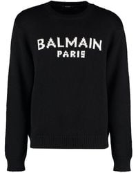 Balmain - Logo-jacquard Wool-blend Sweater - Lyst