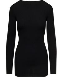 Rick Owens - Long Ribbed Top With Round Cut-Out - Lyst