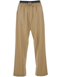MSGM - Pants With Elastic Drawstring Waist - Lyst