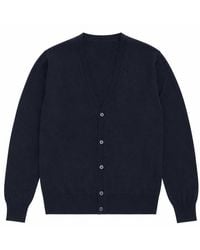 Emporio Armani - Pure Virgin Wool Knit V-Neck Cardigan With Tonal Micro Eagle Embroidery - Lyst