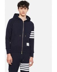 Thom Browne - Classic Full Zip Hoodie In Classic Loopback W/ Engineered 4 Bar - Lyst