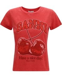 Ganni - Future Cherry T-Shirt By Cotton T-Shirts - Lyst
