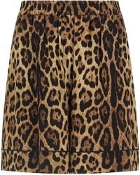 Dolce & Gabbana - Leopard Print Silk Shorts - Lyst