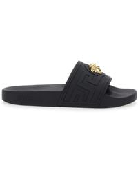 Versace - Sandals With Medusa Plaque On The Front - Lyst