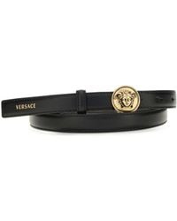 Versace - Leather Belt With Medusa Buckle Calf - Lyst
