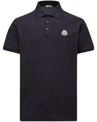 Moncler - Moncler Logo Patch Cotton Piquet Polo Shirt - Lyst