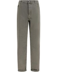 Brunello Cucinelli - Jeans With Turn-Up Hem Cotton; Elastane - Lyst