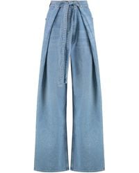 Mother - Fold Funnel Wide-Leg Jeans Cotton - Lyst