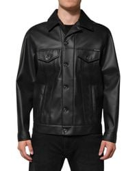 Dolce & Gabbana - Polyester Button Down Biker Jacket Paper Elastane Clothing - Lyst
