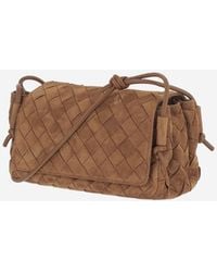 Bottega Veneta - Suede Evening Clutch Calf Skin Shoulder Bags - Lyst