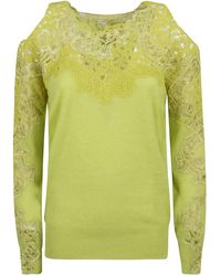 Ermanno Scervino - Lace Paneled Cut-out Detail Sweater - Lyst