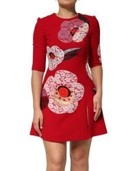 Dolce & Gabbana - Red Lace Floral Applique A - Lyst