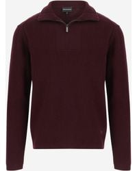Emporio Armani - Sweater Half-Zip Wool And Cotton Virgin - Lyst