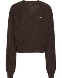 ROTATE BIRGER CHRISTENSEN - V-Neck Cable Knit Sweater - Lyst